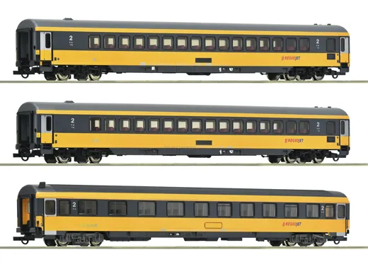 3-tlg. Set: Reisezugwagen, Regiojet