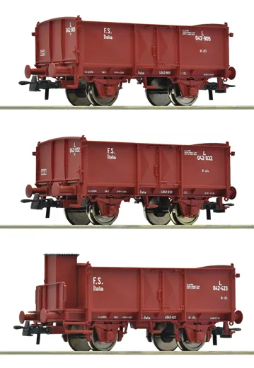 3-tlg. Set: Offene Güterwagen, FS