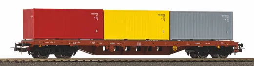 Containertragwagen SNCB V beladen mit 3 Containern