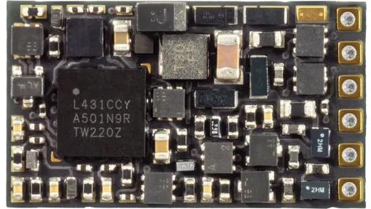 Variante des MN160N, wo aber die 6pol Stiftleisten im rechten Winkel zur Decoderplatine sind; DCC, Motorola, DC analog, kein AC analog