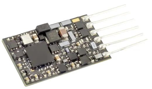 Miniatur-Nicht-Sound-Decoder - 13x7,5x1,6mm - einseitig - 0,5 A - 4+2 FA 6-pol Schnittstelle NEM651 auf Decoder, keine Drähte
