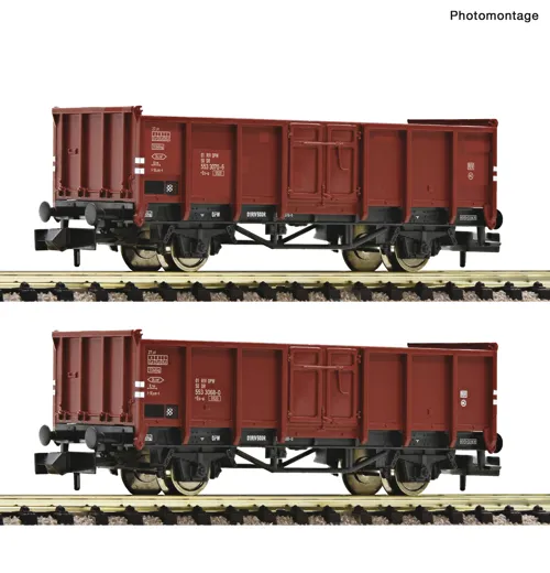 2-tlg. Set: Offene Güterwagen, DR