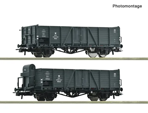 2-tlg. Set: Offene Güterwagen, PKP