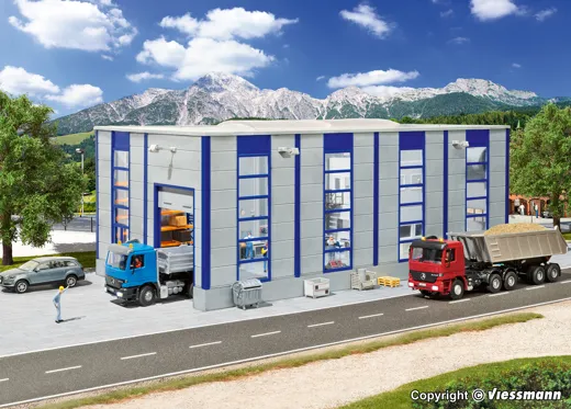 H0 LKW Reparaturhalle, modern