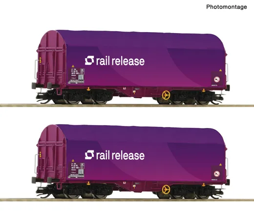 2-tlg. Set: Schiebeplanenwagen, Railrelease, Privatbahn