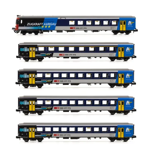 SBB N-Set 5-tlg.  RE ZUGKRAFT AARGAU, 1x BDt, 1x A, 3x B, Ep. V