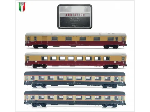 N 1:160 - Set 4 carrozze GC 1969/1970, TEE Adriatico, Lackierung TEE/Bandiera, logo TV, FS ep. IV - set 1