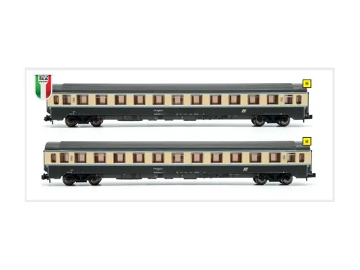 N 1:160 - Set 2 carrozze Z1 1985 di 2'cl, Lackierung bandiera Grau/Creme, FS ep.IVset aggiuntivo IC "Benedetto Croce"
