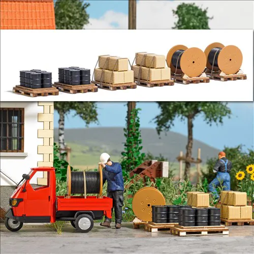 Paletten mit verschiedenen Beladungen