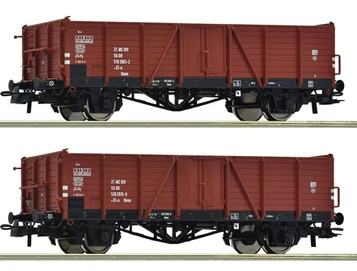 2-tlg. Set: Offene Güterwagen, DR