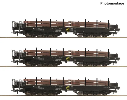 3-tlg. Set: Schwerlast-Flachwagen, NS