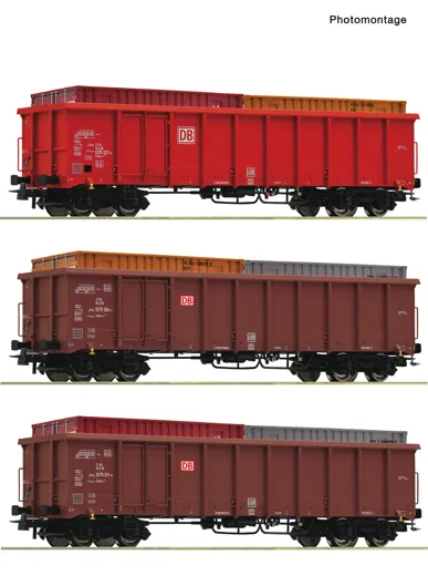 3-tlg. Set: Offene Güterwagen, DB AG