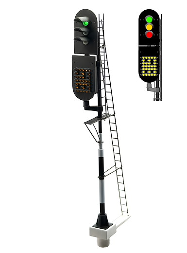 NS - Hauptsignal mit 3 LEDs mit Geschwindigkeitsanzeiger (Grün/Gelb/Rot) - links