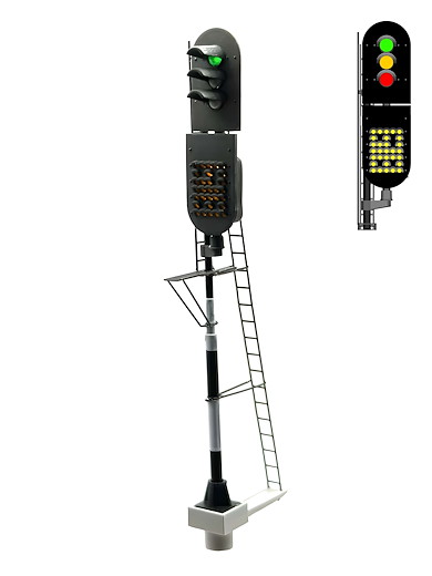 NS - Hauptsignal mit 3 LEDs mit Geschwindigkeitsanzeiger (Grün/Gelb/Rot) - rechts