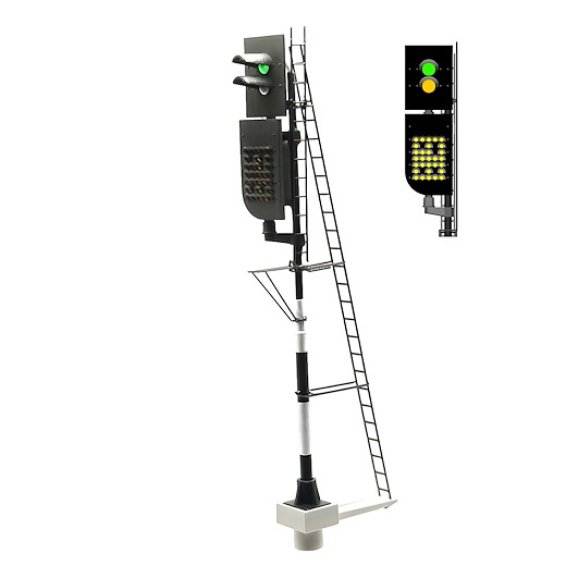 NS - Vorsignal mit Geschwindigkeitsanzeiger (Grün/Gelb) - links