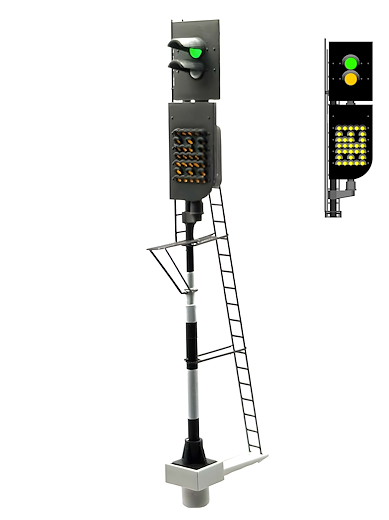 NS - Vorsignal mit Geschwindigkeitsanzeiger (Grün/Gelb) - rechts