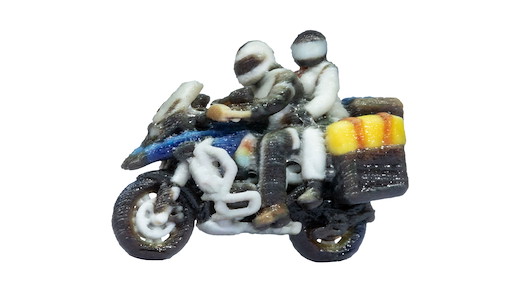 Tourenmotorrad mit Sozia, fahrend, , 3D-Master-Einzelfigur