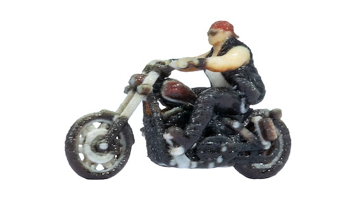Chopper mit Rocker, fahrend, 3D-Master-Einzelfigur