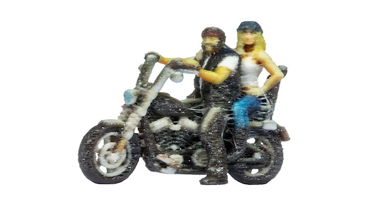 Chopper mit Rocker und Sozia, stehend, 3D-Master-Einzelfigur