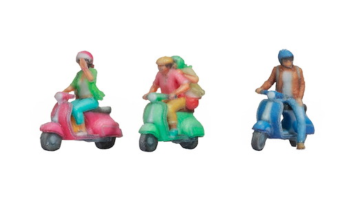 Motorrollerfahrer, 3D-Farbdruck