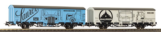 2er Set Gedeckter Güterwagen Starke Marken Saurer SBB V
