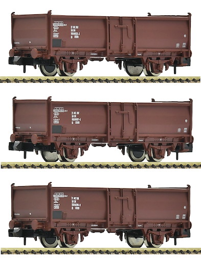 3-tlg. Set: Offene Güterwagen, DR