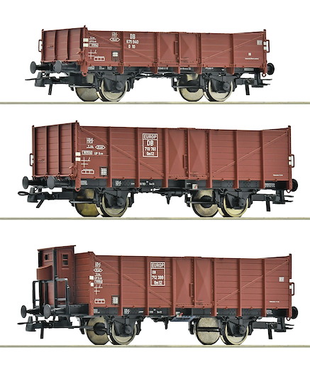 3-tlg. Set: Offene Güterwagen, DB