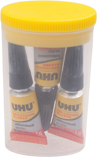 UHU Sekundenkleber blitzschnell Minis flüssig, 3 x 1 Gramm
