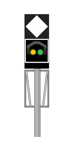 SBB - Vorsignal 2 Lichter (Gelb/Grün) und Merktafel