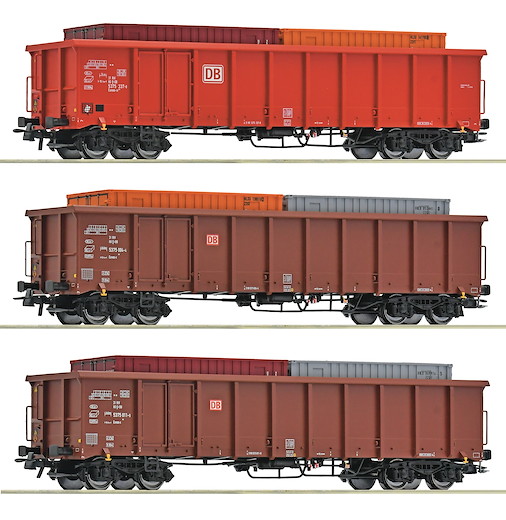 3-tlg. Set: Offene Güterwagen, DB AG