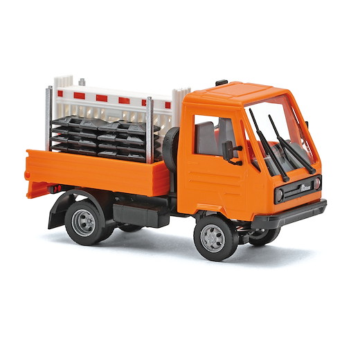 Multicar M26 mit Schrankenzauntransportgestell, Orange