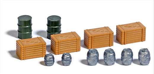 Mini-Set: Holzkisten und Fässer