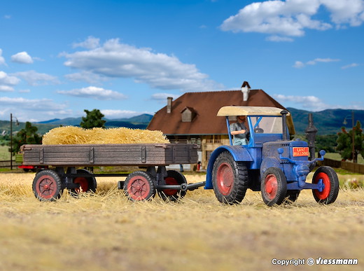 H0 LANZ Traktor mit Gummiradwagen