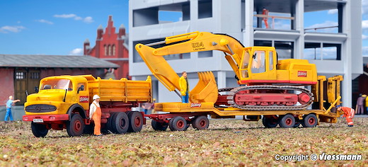 H0 MB Rundhauber 2632 AK mit Tiefladeanhänger, Edition Emil Bölling