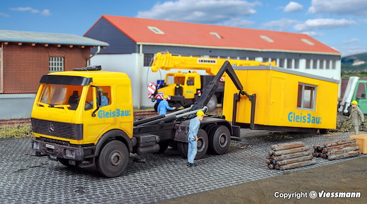 H0 MB LP Wechsellader mit GleisBau Bürocontainer