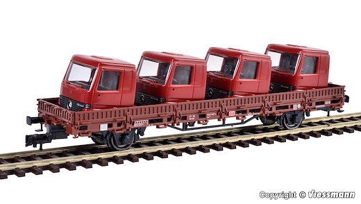H0 Niederbordwagen mit Führerhäusern beladen