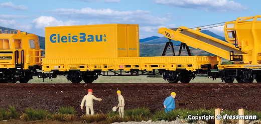 H0 Schutzwagen mit Auflage für MFS 100 und Container GleisBau, Fertigmodell
