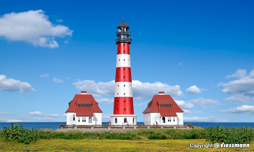 N Leuchtturm Westerheversand mit 2 Nebengebäuden, Funktionsbausatz
