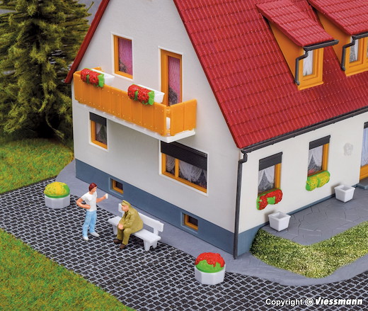 H0 Deko-Set Blumenkübel und Gartenausstattung