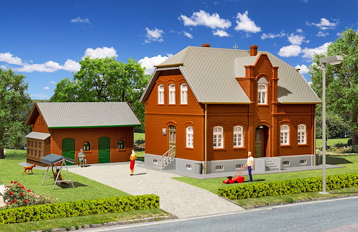 H0 Siedlungshaus Oberhausen mit Nebengebäude