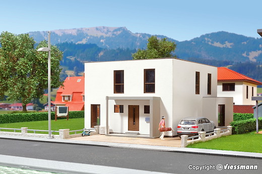 H0 Kubushaus Lina mit Terrasse - Polyplate Bausatz