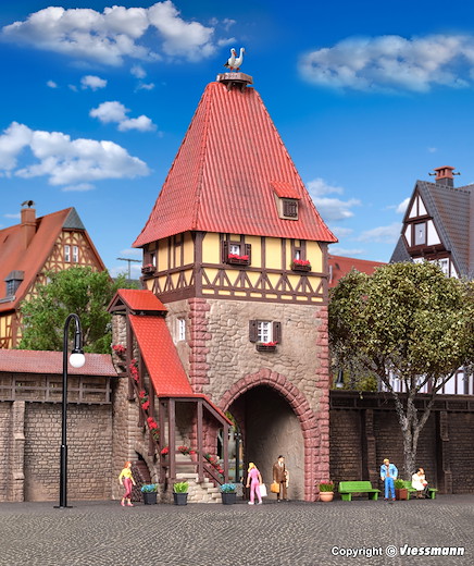 H0 Fachwerkturm mit Tor