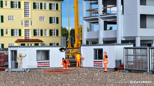H0 Gebäude-Container STRABAG mit LED-Beleuchtung
