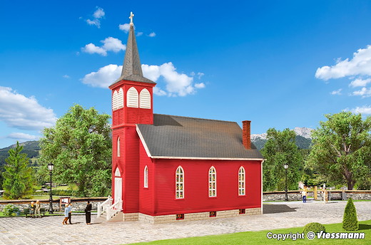 H0 Landkirche mit LED-Beleuchtung