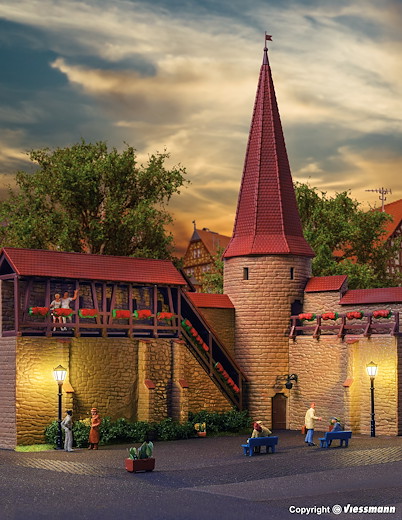 H0 Stadtmauer mit Rundturm in Weil