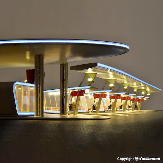 H0 Moderner Busbahnhof, Komplett-Set inkl. LED-Beleuchtung