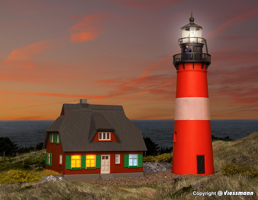 H0 Leuchtturm Hörnum Sylt mit Nebengebäude