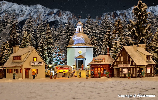 H0 Weihnachtsdorf mit LED-Beleuchtung, Funktionsbausatz