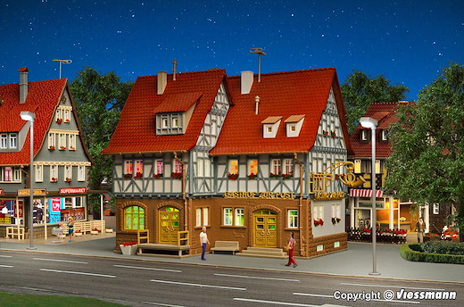 H0 Gasthof zur Post mit LED-Beleuchtung, Funktionsbausatz