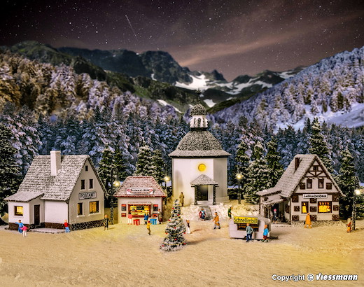 N Weihnachtsdorf mit LED-Beleuchtung, Funktionsbausatz